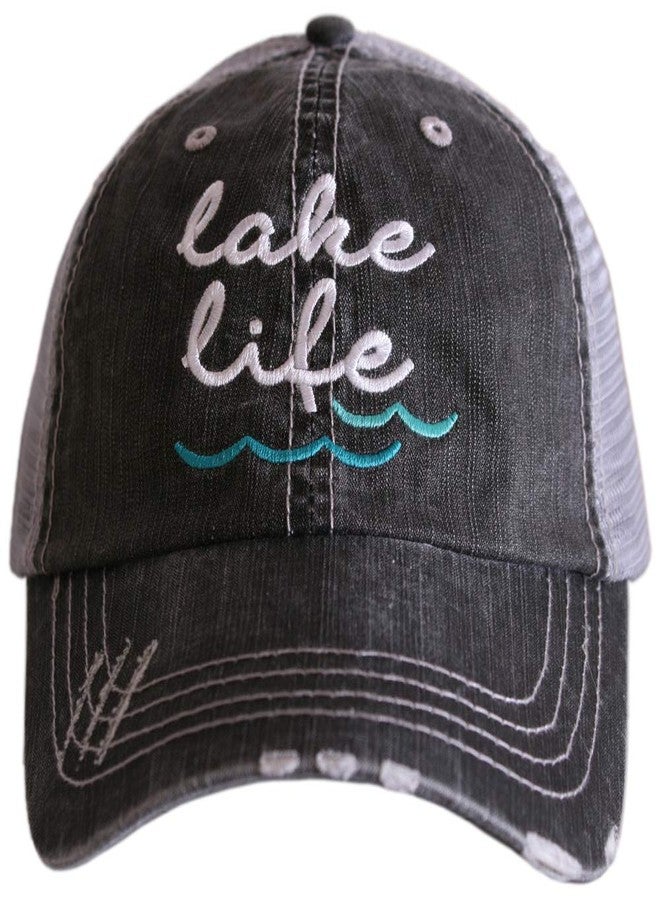 KATYDID Lake Life Baseball Cap - Trucker Hat for Women - Stylish Cute Sun Hat (Wave, Gray) - Image 1